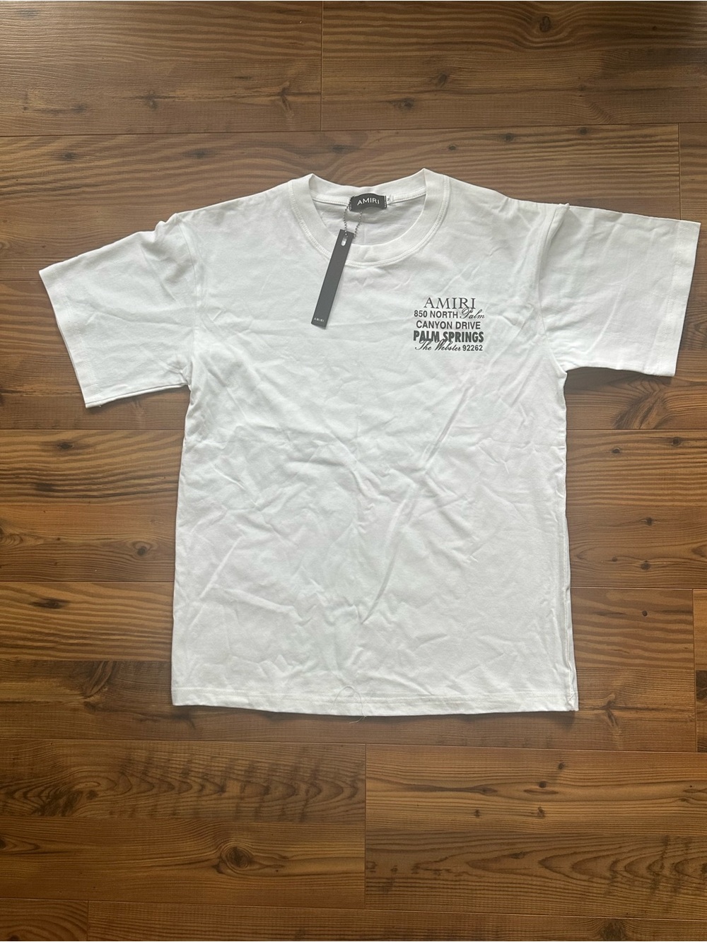 AMIRI White Crewneck Palm Springs Logo T-Shirt